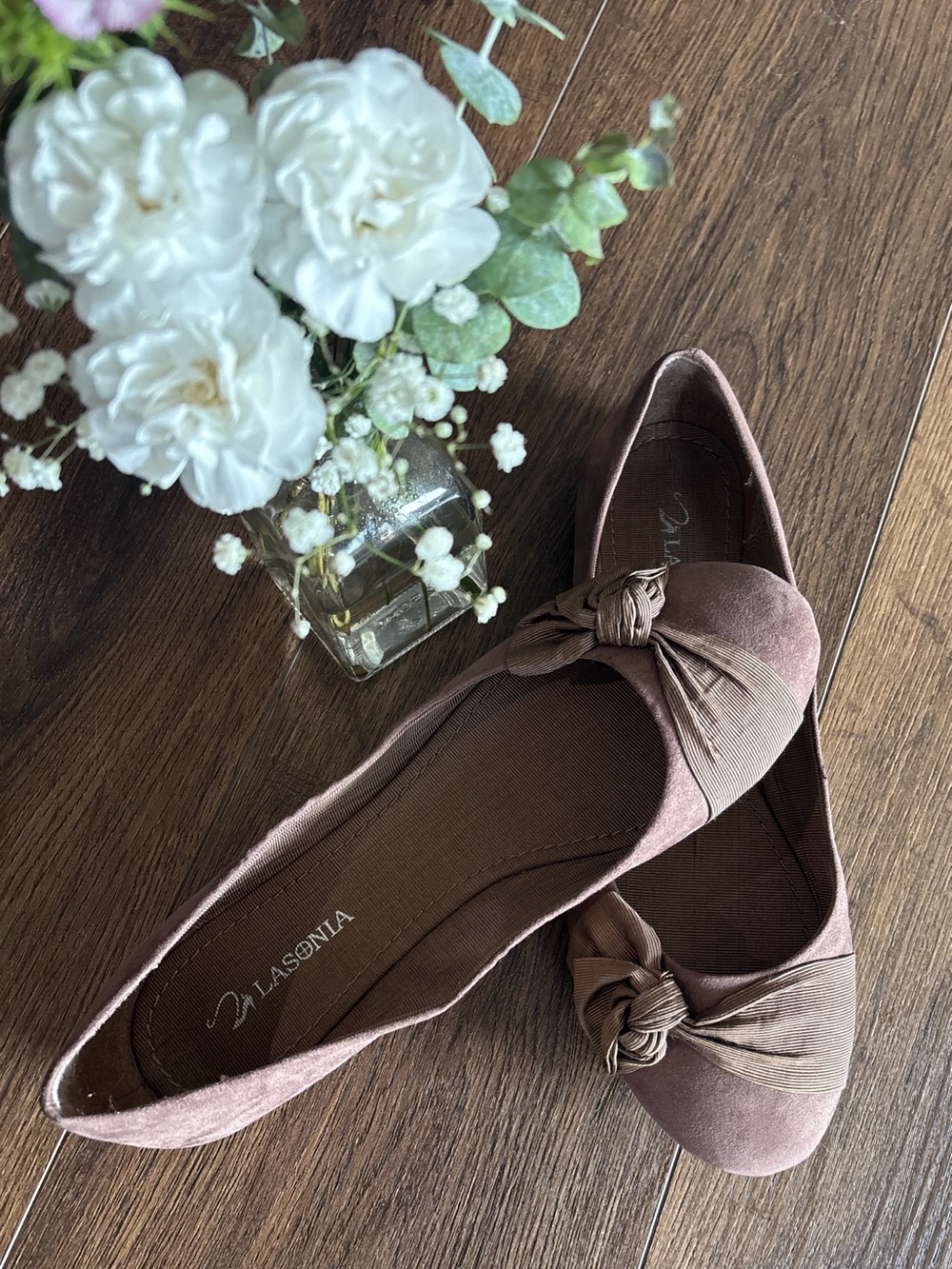 LaSonia Brown Knot-Front Ballet Flats